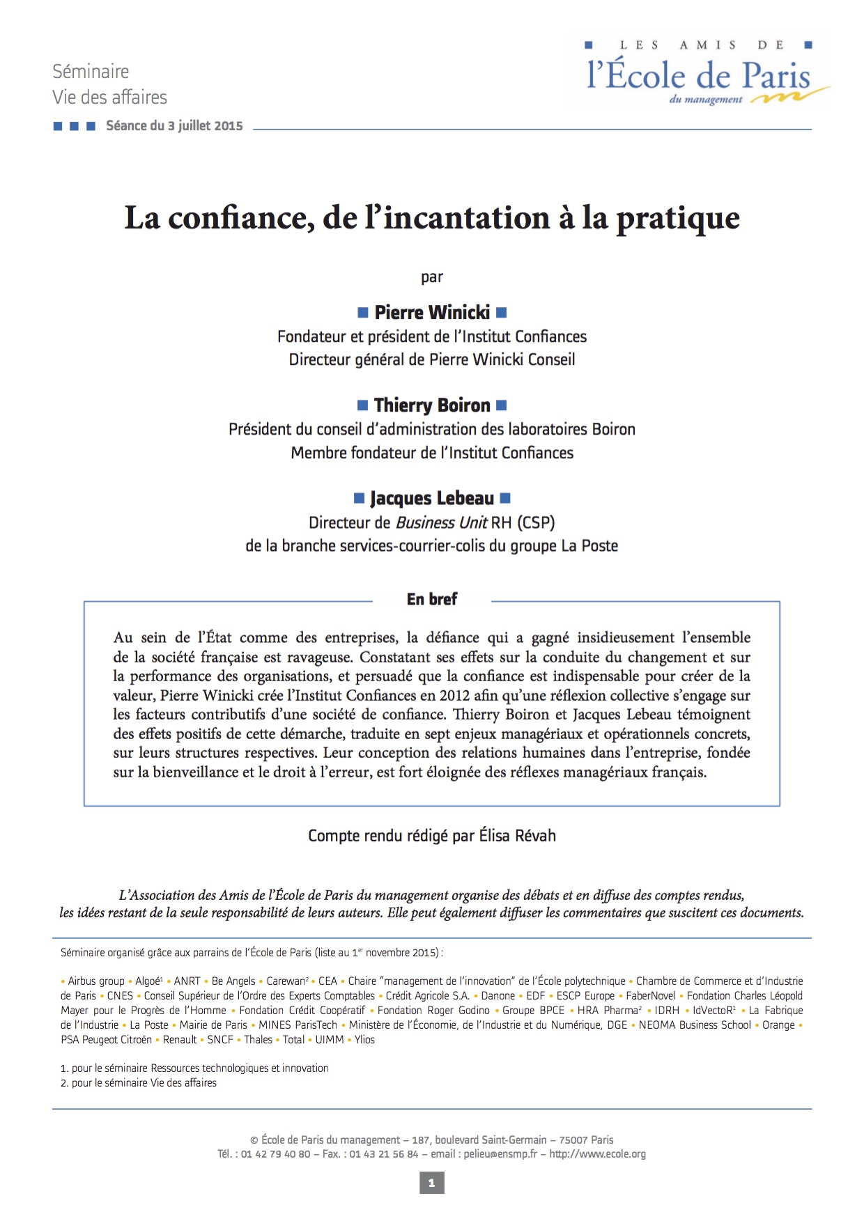 Confiance Ecole Management